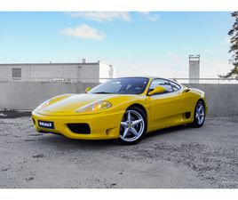 FERRARI 360 MODENA 360 MODENA F1, GIALLO MODENA, TEHDASNAVIGOINTI, SUPERHISTORIALLA OLEVA SUOMI-AUTO, CARROZZERIA SCAGLIETTI ERIKOISSISUSTA