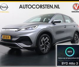 BYD ATTO3 BYD ATTO 3 62KWH DESIGN SOH 98% PANO-DAK LEER+ELEKTR.VERST. WARMTEPOMP ADAPTIEVE CRUISE 360°CAMERA APPLE CARPLAY ANDROID AUTO ELEKTR.ACHTERKLEP DESIGN VERKEERSB