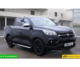 SSANGYONG MUSSO BLACK 2.2D SARACEN PICKUP, 69,999 MILES, 2 OWNERS, EURO 6 ULEZ, AUTOMATIC, SAT NAV, REAR CAMERA, A/C
