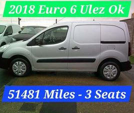 2018 PEUGEOT PARTNER 850 SE 1.6 BLUE HDI VAN 51481 MILES VGC 3 SEATS EURO 6 ULEZ OK ...