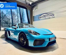 PORSCHE 718 BOXSTER PROMO DE NOËL SPYDER 4.0 420 CV BLEU MIAMI 1ERE MAIN SUIVI PORSCHE