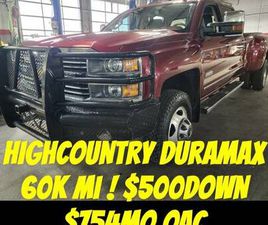 LOW MILES! 2015 CHEVROLET SILVERADO 3500HD 4X4 $500DOWN $754MO OAC