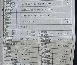 HONDA STREAM HONDA STREAM 2.0 VTEC CANTON VALAIS