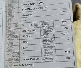SUBARU JUSTY A VENDRE CANTON VAUD