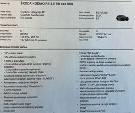 ŠKODA KODIAQ RS 2.0 TSI 4X4 DSG NOVO, 2025 GOD.