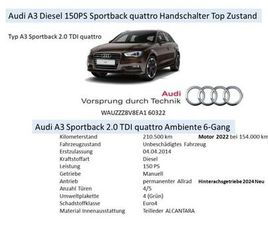 AUDI A3 SPORTBACK AUDI A3 SPORTBACK 2.0 TDI 150PS QUATTRO AM...