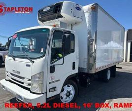 2018 ISUZU NPR REEFER, 16' BOX, 5.2L DIESEL, RAMP