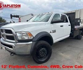 DODGE RAM 4500 2018 DODGE RAM RAM CHASSIS 4500 12' FLATBED, 4WD, CUMMINS DIESEL, CREW