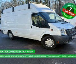 2013 FORD TRANSIT 2.2L DIESEL WHITE XLWB JUMBO VAN - 97K - 2 OWNERS - NEW MOT