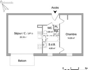 Appartement 2 pièces 46 m²