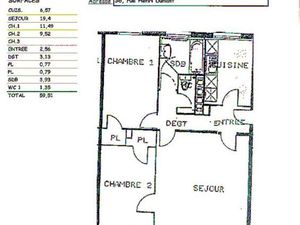 Appartement 3 pièces 61 m²