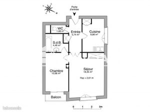 Appartement 2 pièces 49 m²