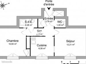 Appartement 2 pièces 39 m²