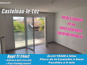 A vendre MONTPELLIER /CASTELNAU LE LEZ: Appt T1 24m2 + Balcon Plein SUD 6 6m2 + place park
