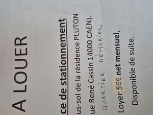 Place de stationnement en sous sol de residence