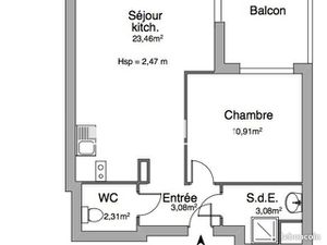 Appartement 2 pièces 42 m²