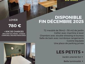 Appartement T2 avec jardin au calme ISSAC