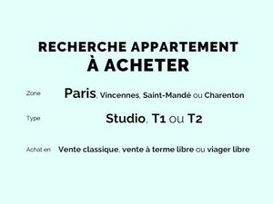 Primo-accédante cherche appartement à acheter - Paris