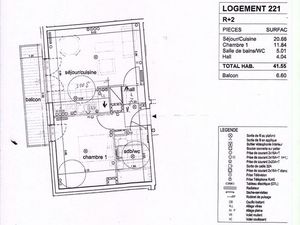À louer – T2 de 45 m² avec balcon – 730 c.c