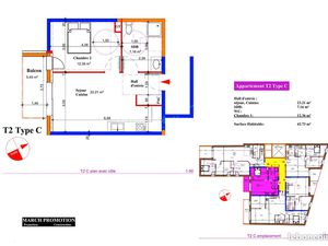 Appartement 2 pièces 43 m²