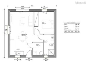 Maison 2 pièces 49 m²