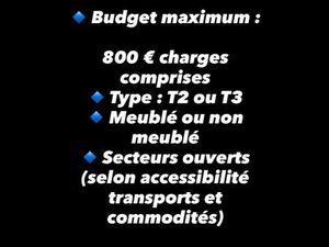 Recherche T2 ou T3 – Marseille – Budget 800 – Particulier