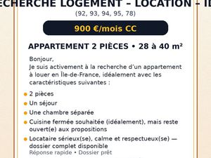 En Recherche d’un logement F2/T2 (92  93  94  95 78)