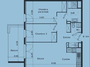 Appartement 3 pièces 57 m²