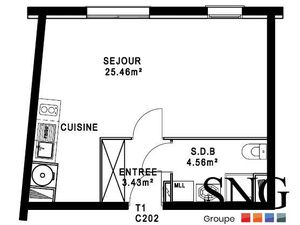 Appartement 1 pièce 33 m²