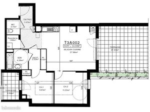 Appartement 3 pièces 64 m²