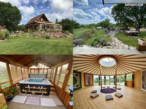Propriété atypique 135 m² + gîte + 2 yourtes + 2 chalets – Vue dominante – Piscine & SPA –