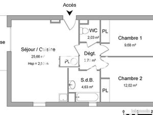 Appartement 3 pièces 56 m²