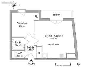 Appartement 2 pièces 41 m²