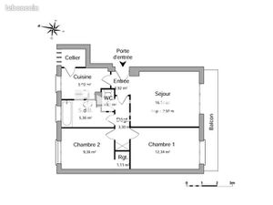 Appartement 3 pièces 56 m²