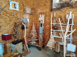 Liquidation stock boutique de décoration tables basses racines souches troncs lampadaires 