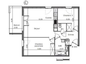 Appartement 3 pièces 59 m²