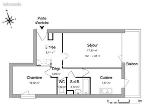 Appartement 2 pièces 49 m²