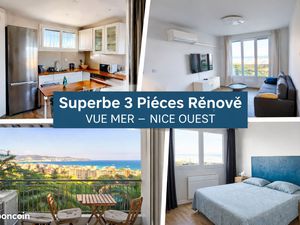 Location meublée – Superbe 3 pièces rénové – Vue mer exceptionnelle – Nice Ouest