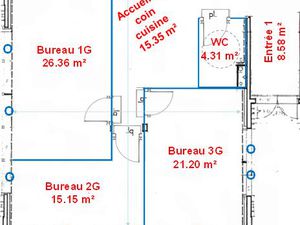 LOCAUX BUREAUX – Environ 82 m²