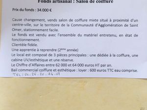 Vds fonds de commerce coiffure