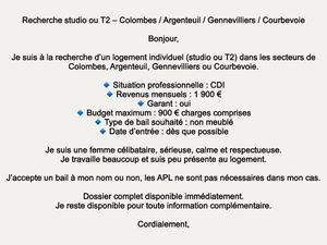 Recherche studio ou T2