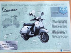 VESPA P125X 30 ANNI ULTIMA SERIE