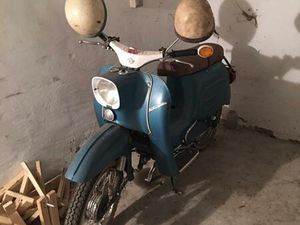 SCHWALBE ( KOMPLETT AUFGEBAUT) BLAU / WEIß / LEDER BRAUN