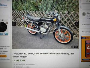 YAMAHA RD 50 M, SEHR SELTENE 1979ER AUSFÜHRUNG, MIT ROTEN FELGEN