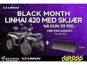 LINHAI BLACK MONTH FRA LINHAI FERDIG REGISTRERT FOR VEI- HELT RÅ PRIS! LINHAI 420 4X4 + GRATIS SKJÆR (7 000 KR) – 59 950!