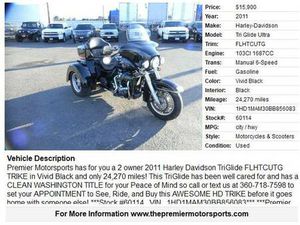 2011 HARLEY DAVIDSON TRIGLIDE FLHTCUTG 24,270 MILES