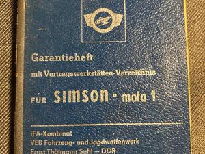 GARANTIEHEFT VERTRAGSSTÄTTENVERZEICHNIS MOFA 1 SL 1 SIMSON
