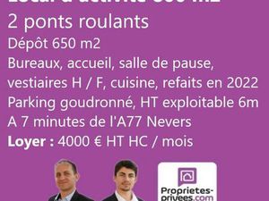7 KM DE NEVERS - LOCAL D'ACTIVITE SOIGNÉ DE 800 M² SUR 1 HA