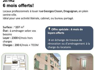 Espace à louer– Draguignan centre – 207m2 / 6 mois offerts