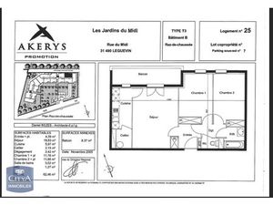 Appartement à louer 3 pièces 62.46 m² - Léguevin (31) - 703€